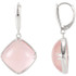 Rose Quartz Cabochon Lever Back Earrings (14mm). Polished to a brilliant shine.