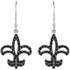 Superb style is found in these 14Kt white gold Black Spinel Fleur-de-lis Earrings accented with the brilliance of 94 genuine black spinel gemstones. Total weight of the gold is 2.15 grams.