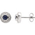 Fashionable and elegant, flaunt the ravishing beauty of these special earrings. Beautifully framed with 1/10 ct. t.w. of dazzling diamond accents, these earrings features two 3.50mm round gemstone sapphires that glisten beautifully. These luxurious 14K white gold posts secure comfortably with friction backs.