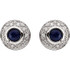 Fashionable and elegant, flaunt the ravishing beauty of these special earrings. Beautifully framed with 1/10 ct. t.w. of dazzling diamond accents, these earrings features two 3.50mm round gemstone sapphires that glisten beautifully. These luxurious 14K white gold posts secure comfortably with friction backs.