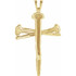 This 10K yellow gold cross pendant features a unique nail design, measuring 34x24 mm.