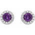 Add a splash of delightful color to your lobes with these platinum earrings adorned with sparking amethyst stones