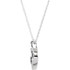 This romantic sterling silver necklace features a heart adorned with sparkling round diamonds. Diamond are 1/6ctw and H+ in color and I2 in clarity. Necklace is suspended from a sterling silver chain that is 18 inches in length.