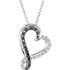 This romantic sterling silver necklace features a heart adorned with sparkling round diamonds. Diamond are 1/5ctw and H+ in color and I2 in clarity. Necklace is suspended from a sterling silver chain that is 18 inches in length.