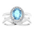 Dainty and feminine, this gemstone ring sets an elegant tone. The ring is set in platinum.