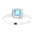 Dainty and feminine, this gemstone ring sets an elegant tone. The ring is set in platinum.