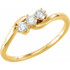 A three-stone ring, also known as a trilogy or trinity ring, symbolizes the past, present, and future of a relationship. The center stone represents the present, while the side stones represent cherished memories from the past and the promise of a future together.