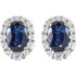 Make her September birthday extra special with these classic and elegant fashion stud earrings. Created in 14K white gold, each earring showcases a 6.0x4.0mm oval-cut lab-created blue sapphire center stone. A border of shimmering white diamonds surrounds each center stone, completing the designs. Polished to a brilliant shine, these post earrings secure comfortably with friction backs.