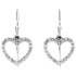 These unique and stylish diamond heart drop earrings feature 44 brilliant-cut round diamonds beautifully set in a sparkling prong setting.