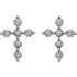 Stylish and symbolic. These sparkling stud earrings feature a cross shape accented by round-cut diamonds. Set in 14k white gold and weighing approximately 1/10 ct. tw.