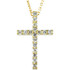 Seventeen brilliant-cut round diamonds are beautifully set in a sparkling prong setting in this stunning diamond cross pendant in 14k yellow gold.