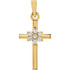 Diamond cross pendant in 14k yellow gold measures 18.60x8.85mm and radiant with .07 ct. tw. Polished to a brilliant shine.