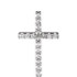 Crafted from platinum, this shimmering cross pendant is covered with round brilliant cut diamonds weighing approximately 3/4 ct. tw. and has a bright polish to shine.