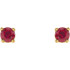 Classic and sophisticated, these ruby stud earrings are a lovely look any time. Fashioned in sleek 14K yellow gold, each earring features a 2.5mm round red ruby in a durable four-prong setting. Polished to a brilliant shine, these earrings secure comfortably with friction backs.