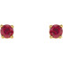 Classic and sophisticated, these ruby stud earrings are a lovely look any time. Fashioned in sleek 14K yellow gold, each earring features a 2.5mm round red ruby in a durable four-prong setting. Polished to a brilliant shine, these earrings secure comfortably with friction backs.