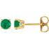 Straightforward in design and unmatched with color, these round-shaped emerald stud earrings are ideal for everyday wear. Brilliant green hues shine through as the 4.0mm gemstones are cradled in four-prong settings. Each eye-catching earring rests on a 14K yellow gold post secured with a friction closure. Emerald is May's precious and romantic birthstone.