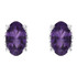 Purple passion! This simple stud design features a 5 x 3mm faceted genuine amethyst cradled in a 4-prong basket of 14k white gold finished with a tension back post. Total carat weight for the pair is 0.44. Color range varies on all natural stones so please allow for slight variations in shades. Gemstone treatment: heat enhanced.