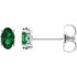 Lush with the dark green hue of nature itself, Emeralds pulse with vitality and are representative of life and excitement. This simple stud design features a 5 x 3mm faceted Chatham-created emerald cradled in a 4-prong basket of 14k white gold finished with a tension back post. Total carat weight for the pair is 0.40.