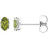 The green-apple crispness of Peridot offers a lively citrus-hued gem believed to help dreams become reality and drive away the evil spirits of the night. This simple stud design features a 5 x 3mm faceted genuine peridot cradled in a 4-prong basket of 14k white gold finished with a tension back post. Total carat weight for the pair is 0.60. Color range varies on all natural stones so please allow for slight variations in shades. Gemstone treatment: Natural, not enhanced.