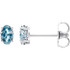 As pure as the pastel blue of an Alpine glacier, a sky blue topaz brings a refreshing clear pale hue to this simple stud design. It features a 5 x 3mm faceted genuine topaz cradled in a 4-prong basket of 14k white gold finished with a tension back post. Total carat weight for the pair is 0.72. Color range varies on all natural stones so please allow for slight variations in shades. Gemstone treatment: traditional irradiation.