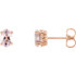 Sweet 14K rose gold four-prong settings cradle the sparkling pink morganites featured in this pair of stud earrings. Each 6.0 x 4.0mm oval gemstone is faceted so light can beautifully illuminate.