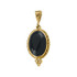 14k yellow gold pendant features a 14x10mm oval genuine onyx set in the center and has a bright polish to shine. Pendant only.