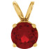 This 14k yellow gold pendant features an 6mm round shaped genuine garnet mozambique gemstone and is polished to a brilliant shine. Pendant only.