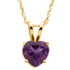 This enchanting 14k yellow gold pendant features a 6mm genuine heart cut amethyst and has a bright polish to shine. An 18.00 inch 14k yellow gold solid rope chain is included.