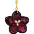 A Stunning Deep Purplish Magenta Brazilian Garnet Gemstone is Expertly Carved into a Beautiful Flower. Diamond Accents Add a Lovely Sparkle. Chain sold separately!