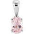 This simple morganite pendant is carefully crafted in 14kt White Gold. The pendant features a 06.00x04.00mm oval genuine morganite colored gem set in a four-prong setting. This heirloom exotic gemstone pendant makes the perfect gift for any occasion.