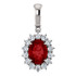Brilliant in every way, this gemstone and diamond pendant features a vivid ruby surrounded by sparkling diamonds set in 14k white gold.