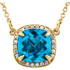 An exquisite gift for the December birthday girl, this topaz pendant is a glamorous look she'll love. Fashioned in warm 14K yellow gold, this pendant showcases a luminous 8.0mm antique square-cut swiss blue topaz in a stylish scalloped frame adorned with shimmering diamond accents. Polished to a bright shine, this exceptional style suspends from an 16.0-inch solid cable chain and secures with a spring-ring clasp.