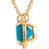 An exquisite gift for the December birthday girl, this topaz pendant is a glamorous look she'll love. Fashioned in warm 14K yellow gold, this pendant showcases a luminous 8.0mm antique square-cut swiss blue topaz in a stylish scalloped frame adorned with shimmering diamond accents. Polished to a bright shine, this exceptional style suspends from an 16.0-inch solid cable chain and secures with a spring-ring clasp.
