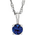 This gorgeous 14K white gold pendant features a Imitation 3mm Blue Sapphire beautifully set in a prong setting.

Symbolize your love with this elegant September birthstone pendant!