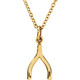 Tiny Posh Wishbone 18" Necklace In 14K Gold measures 11.85x6.80mm and has a bright polish to shine.