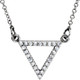 Petit Diamond Triangle Pendant In 14K White Gold measures 11.85x14.75mm and has a bright polish to shine. This item comes with a 16" solid cable chain.