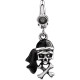 Spark the imagination and unleash the explorer within with this pirate skull charm rendered in antiqued sterling silver featuring a three-dimensional design accented with black enamel and a decorative lobster style clip-on bail. It measures approximately 10mm (3/8") in width by 14mm (9/16") in length, bail not included.