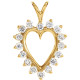 Beautiful 14Kt yellow gold heart necklace features white shimmering diamonds with 1/2 carats of diamonds hanging from a 18" inch chain which is included.