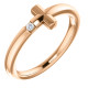 Featuring a round-cut diamond, this 14k rose gold sideways cross youth ring is a dazzling way to showcase your faith.