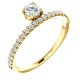 A classic beauty, this gorgeous 14k yellow gold stackable ring showcases a sparkling row of shared-prong set diamonds.