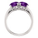 This feminine 14k white gold birthstone ring features two 7mm round shaped genuine amethyst gemstones.