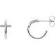 This symbol of Christianity was created from polished sterling silver and features an open cross j-hoop design with a friction-back post. They are approximately 12.05mm (3/8 inch) in width by 12.13mm in length.