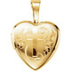 This lovely pendant features a gold plated & sterling silver filled heart shaped locket with a cross on the front.