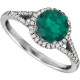 Beautiful Halo-style Gemstone Ring in 14K White Gold featuring a created emerald ring Gemstone & Diamonds. The ring consist of 1 Round Shape, 7.0 mm, Created Emerald Gemstone with 56 Accent genuine Diamonds. This ring is both Elegant and Classic - Perfect for everyday. The inherent beauty of these gems make this an ideal way for you to show your love to someone you care for.