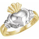 A token of loyalty, friendship and love. This traditional Claddagh ring is set in polished 10k gold.