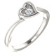 Cubic Zirconia Heart Ring In Sterling Silver. Polished to a brilliant shine.