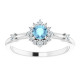 Mark the beginning of your lifetime of romance with this aquamarine and diamond ring. Diamonds are G-H in color and I1 or better in clarity. Polished to a brilliant shine.