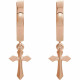 Simple elegance in a faith inspired design cross dangle earrings fashioned from 14k rose gold. Earrings measure 20.10x2.40mm with a bright polish to shine.