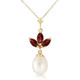 This brilliant 14k yellow gold necklace with Pearl & Garnets radiates brightly from the center of your neck. Three garnet stones are situated so they resemble a beautiful bundle of stones. Hanging below the garnets is a striking pearl. The garnets themselves are 0.75 carats, and the pearl is 4.0 carats total.

This necklace comes with a fine 0.68 inch thickness double-link rope chain. All gold components of this chain are available in yellow, white or rose gold. This necklace is as elegant as they come, and would make a perfect gift for someone special. It flatters all, and will make any woman delighted to have it.