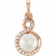 A smart finish to any already-elegant look, this sophisticated pearl and diamond pendant is certain to be adored. Fashioned in 14K rose gold, this dainty accent piece features an 6.0-6.5mm cultured freshwater pearl with round cut diamonds. Blissful with .07 ct. t.w. of diamonds and a bright polished shine.